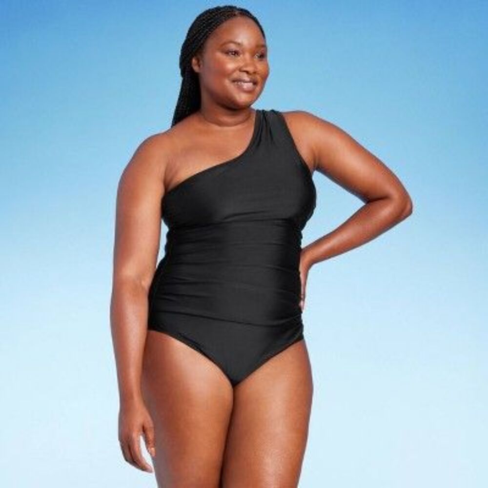 Kona Sol Black One-Shoulder Swimsuit